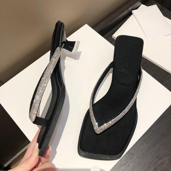 slippers thin heels square toe low shoes woman's rubber flip flops slides 2021 hawaiian glitter crystal pu fabric hoof wom, Black
slippers thin heels square toe low shoes woman's rubber flip flops slides 2021 hawaiian glitter crystal pu fabric hoof wom, Black