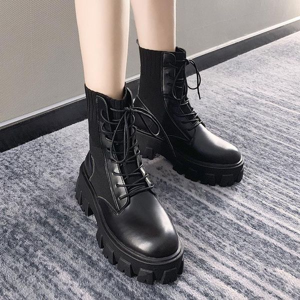 boots gothic black sock platform women shoes woman fashion flat round leather ankle 2021 spring lace up
boots gothic black sock platform women shoes woman fashion flat round leather ankle 2021 spring lace up