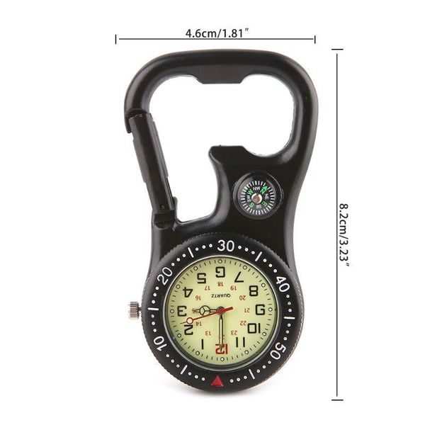 rock climbing carabiner luminous watch hang buckle compass bottle opener analog display quartz movement y4ub outdoor gadgets