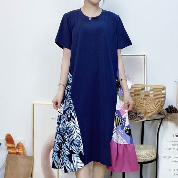 women casual spliced fack two printed robe t-shirt dress round neck short sleeve loose fashion summer 16f1351 210510, Black;gray
women casual spliced fack two printed robe t-shirt dress round neck short sleeve loose fashion summer 16f1351 210510, Black;gray