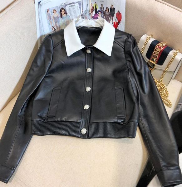 women's fur & faux ladies 2021 fashion long sleeve lapel collar color block rhinestone button leather jacket 1112, Black
women's fur & faux ladies 2021 fashion long sleeve lapel collar color block rhinestone button leather jacket 1112, Black
