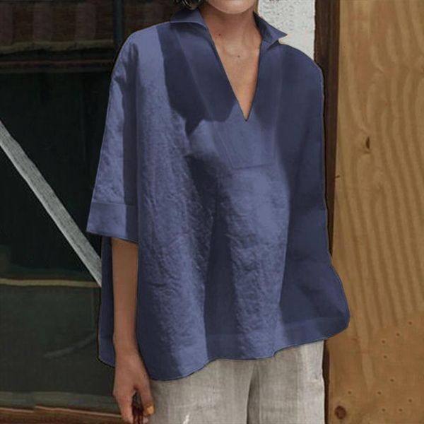 summer casual solid color deep women shirts v neck half sleeve loose shirt ropa de mujer, White
summer casual solid color deep women shirts v neck half sleeve loose shirt ropa de mujer, White