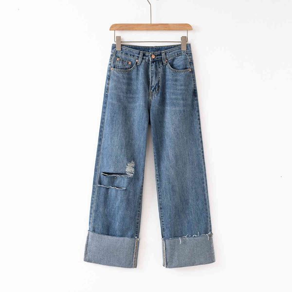 jeans m7647 - korean women's clothing 2021 spring and summer high waist pierced burr curled wide leg pants, Blue
jeans m7647 - korean women's clothing 2021 spring and summer high waist pierced burr curled wide leg pants, Blue