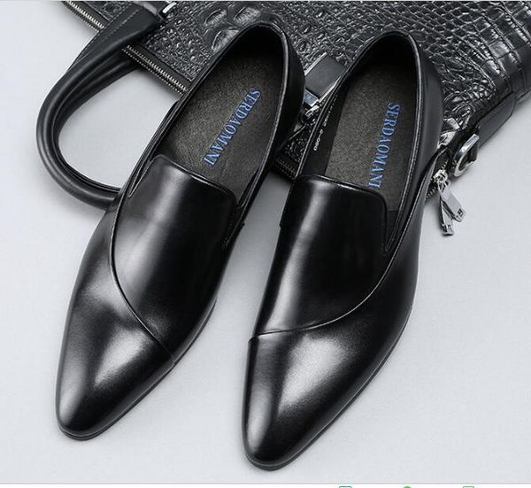 dress shoes spring high style fashion men's business handmade slip on genuine leather pointed toe wedding, Black
dress shoes spring high style fashion men's business handmade slip on genuine leather pointed toe wedding, Black