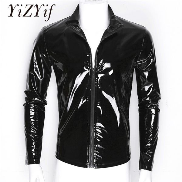 yizyif - men's high neck front zipper, saro nightclub style, long sv, shiny metal, wet appearance, Black
yizyif - men's high neck front zipper, saro nightclub style, long sv, shiny metal, wet appearance, Black