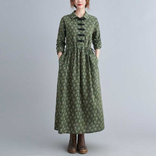 2021 autumn literature and art buckle small broken flower elastic waist medium cotton linen long sleeve drs for women, Black;gray
2021 autumn literature and art buckle small broken flower elastic waist medium cotton linen long sleeve drs for women, Black;gray
