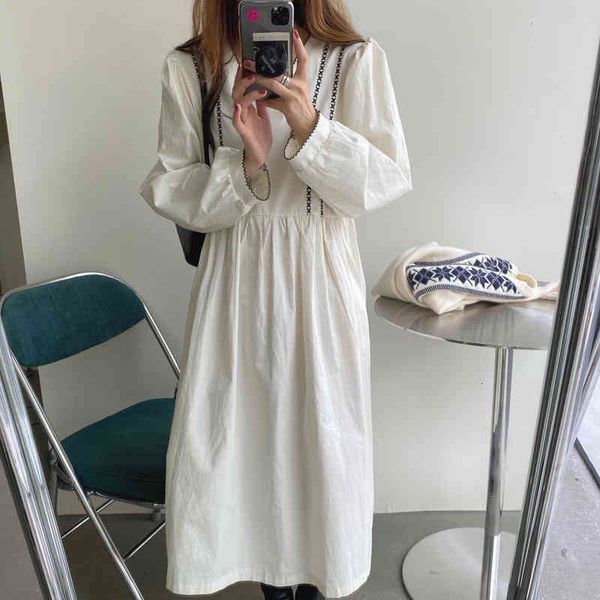 dresses retro elegant women es v-neck embroidery solid loose korean long sleeve autumn mid-calf vestidos, Black;gray
dresses retro elegant women es v-neck embroidery solid loose korean long sleeve autumn mid-calf vestidos, Black;gray