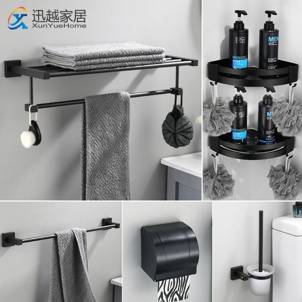 bath accessory set towel rack holder wall shower corner basket hair dryer shelf colthes hanger hook toliet paper tray aluminum black bathroo
bath accessory set towel rack holder wall shower corner basket hair dryer shelf colthes hanger hook toliet paper tray aluminum black bathroo