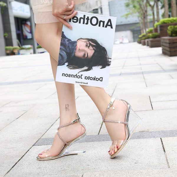sandals odinokov summer clear pvc transparent wedges 8cm high heel stilettos womens rhinestone shoes nightclub pump 35-41, Black
sandals odinokov summer clear pvc transparent wedges 8cm high heel stilettos womens rhinestone shoes nightclub pump 35-41, Black