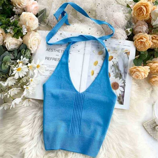 women crop sweater summer v neck bandage backless tank woman pulloer pull sweaters mujer 210525, White;black
women crop sweater summer v neck bandage backless tank woman pulloer pull sweaters mujer 210525, White;black