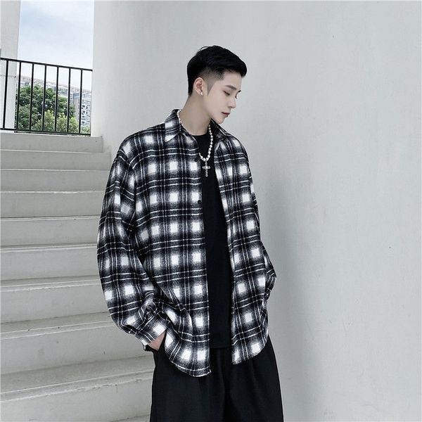 men's casual shirts autumn korean plaid fashion retro men streetwear wild loose long-sleeved mens -2xl h75e, White;black
men's casual shirts autumn korean plaid fashion retro men streetwear wild loose long-sleeved mens -2xl h75e, White;black