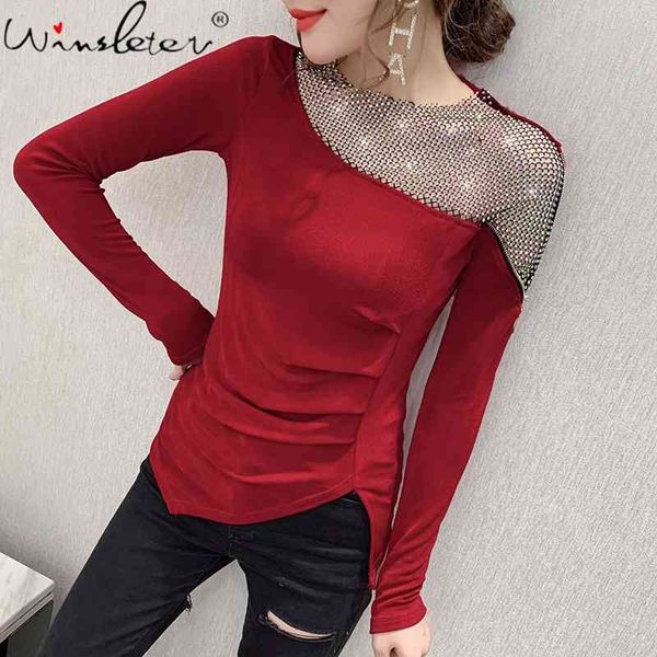 women's t-shirt spring fall korean style fashion irregularity drape zipper shiny diamonds patchwork ropa mujer tees t009, White
women's t-shirt spring fall korean style fashion irregularity drape zipper shiny diamonds patchwork ropa mujer tees t009, White