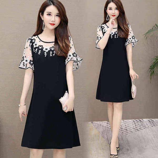 large size dress summer lace stitched pattern dress woman dress vestido de mujer femme robe y220214, Black;gray
large size dress summer lace stitched pattern dress woman dress vestido de mujer femme robe y220214, Black;gray
