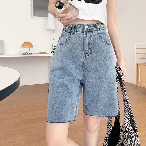 women's jeans waist adjustment design sense denim shorts 2021 high slimming loose wide leg frayed hem pants women, Blue
women's jeans waist adjustment design sense denim shorts 2021 high slimming loose wide leg frayed hem pants women, Blue
