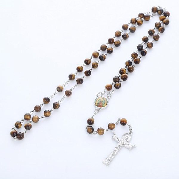 pendant necklaces jesus cross christian rosary necklace catholic madonna 6mmtiger eyes stone beads ornaments accessories, Silver
pendant necklaces jesus cross christian rosary necklace catholic madonna 6mmtiger eyes stone beads ornaments accessories, Silver