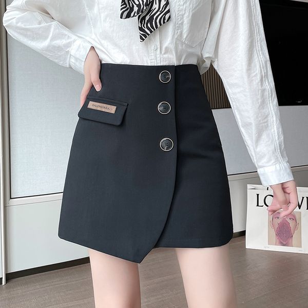 2021 autumn and winter irregular breasted short women's high waist slim wrap hip a-line skirt, Black
2021 autumn and winter irregular breasted short women's high waist slim wrap hip a-line skirt, Black
