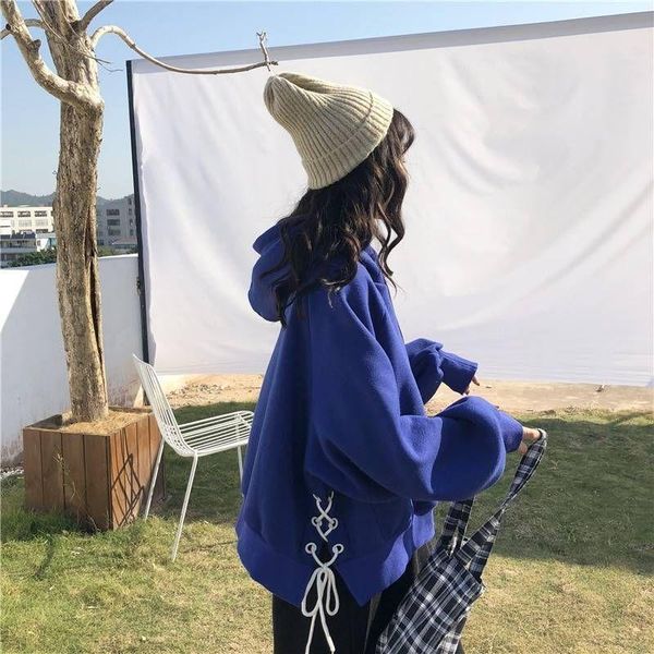 women's hoodies & sweatshirts lace-up hooded solid hoodie 2021 spring autumn korean fashion perppy style casual loose kawaii clothes, Black
women's hoodies & sweatshirts lace-up hooded solid hoodie 2021 spring autumn korean fashion perppy style casual loose kawaii clothes, Black