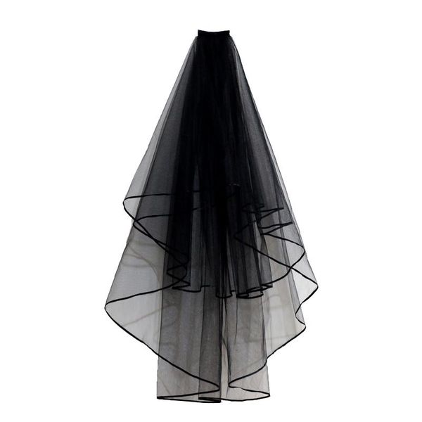 bridal veils simple black gothic with comb double layers short ribbon edge shoulder veil soft tulle wedding accessories
bridal veils simple black gothic with comb double layers short ribbon edge shoulder veil soft tulle wedding accessories