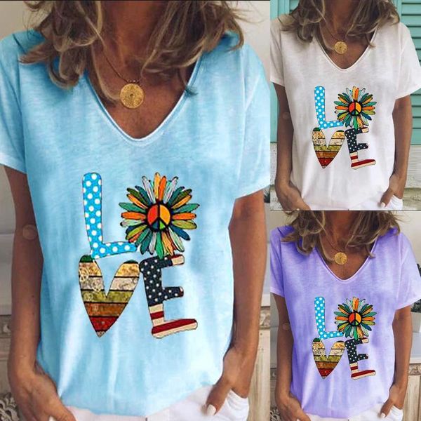 women's t-shirt flower love letter print t-shirts fashion oversized v-neck casual loose short sleeve ropa mujer, White
women's t-shirt flower love letter print t-shirts fashion oversized v-neck casual loose short sleeve ropa mujer, White