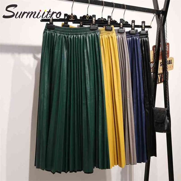 pu leather midi skirt women spring autumn winter long korean elegant office pleated high waist female 210421, Black
pu leather midi skirt women spring autumn winter long korean elegant office pleated high waist female 210421, Black