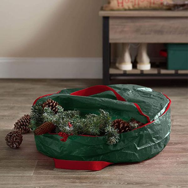 storage bags 1pcs60/75 christmas wreath bag red green polyethylene material foldable waterproof container zipper with handle
storage bags 1pcs60/75 christmas wreath bag red green polyethylene material foldable waterproof container zipper with handle