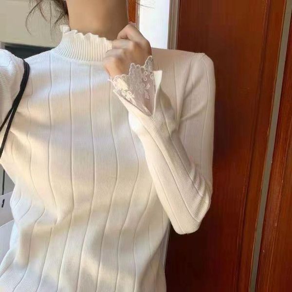 women's sweaters 2021 autumn casual solid flare sleeve polyester lace a-straight sweater, White;black
women's sweaters 2021 autumn casual solid flare sleeve polyester lace a-straight sweater, White;black