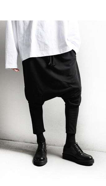 korean hanging crotch pants for men in spring and summer men's, Black