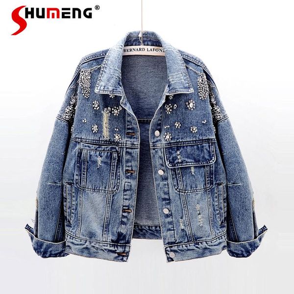 spring korean style diamond loose long sleeve trendy denim jacket women's fashion rhinestone coats outwear jackets, Black;brown
spring korean style diamond loose long sleeve trendy denim jacket women's fashion rhinestone coats outwear jackets, Black;brown