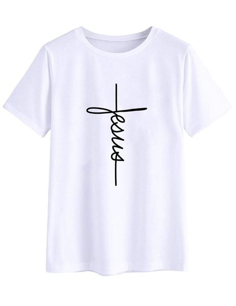 women's t-shirt jesus woman t shirt european style faith plus size women tshirts for, White
women's t-shirt jesus woman t shirt european style faith plus size women tshirts for, White