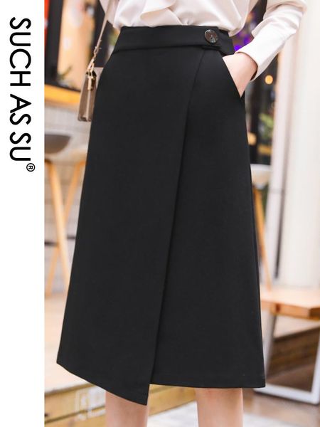 skirts such as su spring summer women 2021 black knitted asymmetrical split high waist skirt plus size mid long female