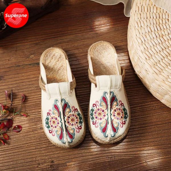 slippers superone women casual linen handmade embroidery mules flat retro vegan summer ladies canvas comfortable espadrille, Black
slippers superone women casual linen handmade embroidery mules flat retro vegan summer ladies canvas comfortable espadrille, Black