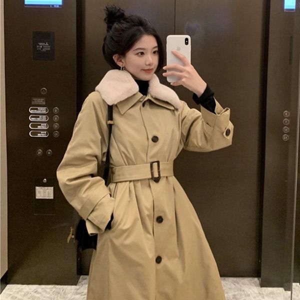 women's trench coats long coat windbreaker winter plus padded warm lady elegant single-breasted black khaki casual outerwear with belt, Tan;black
women's trench coats long coat windbreaker winter plus padded warm lady elegant single-breasted black khaki casual outerwear with belt, Tan;black