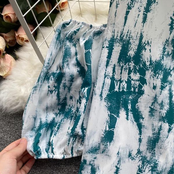women's blouses & shirts summer fashionable blouse female tie-dye hollow strapless blusa lapel puff sleeve age-reducing wild shirt gl25, White
women's blouses & shirts summer fashionable blouse female tie-dye hollow strapless blusa lapel puff sleeve age-reducing wild shirt gl25, White