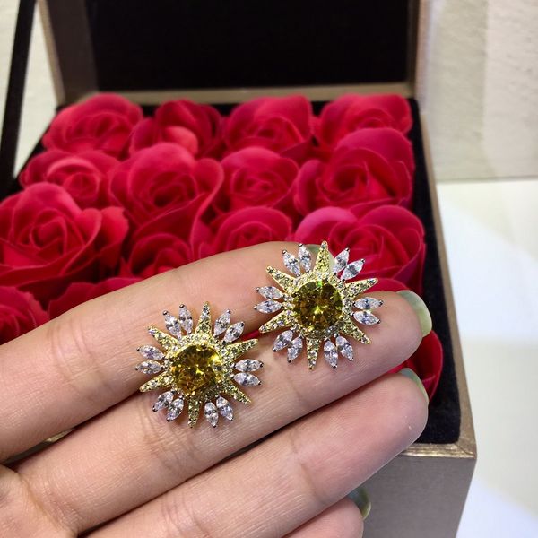 women earrings s925 sterling silver sun flowe stud earrings cubic zircon women jewelry gift, Golden;silver
women earrings s925 sterling silver sun flowe stud earrings cubic zircon women jewelry gift, Golden;silver