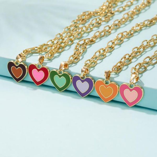 pendant necklaces ins colorful dripping oil double layer love necklace peach heart enamel for women thick cuban chain y2k jewelry, Silver
pendant necklaces ins colorful dripping oil double layer love necklace peach heart enamel for women thick cuban chain y2k jewelry, Silver