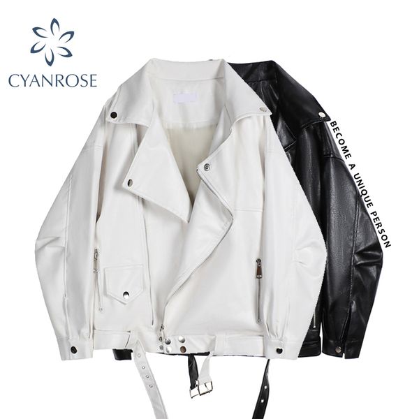 autumn winter women pu leather motorcycle jacket female with belt solid color jackets ladys loose zipper rivet outerwear 210417, Black
autumn winter women pu leather motorcycle jacket female with belt solid color jackets ladys loose zipper rivet outerwear 210417, Black