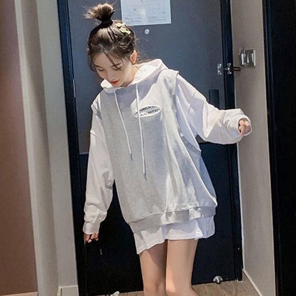 women's hoodies & sweatshirts women spring autumn false 2 pieces loose casual hooded pullovers 2021 korean style streetwear sweatshirt, Black
women's hoodies & sweatshirts women spring autumn false 2 pieces loose casual hooded pullovers 2021 korean style streetwear sweatshirt, Black