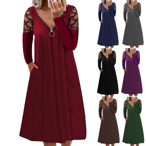 casual dresses 2021 autumn fashion dress women clothes v-neck plain color hollow out long sleeve diamond christmas vestidos, Black;gray
casual dresses 2021 autumn fashion dress women clothes v-neck plain color hollow out long sleeve diamond christmas vestidos, Black;gray