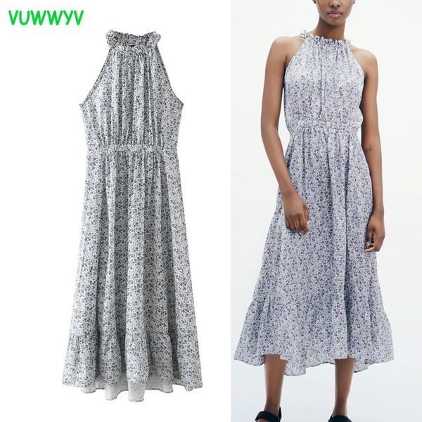 vuwwyv vintage floral print ruffle woman dress summer chic pleated long women elastic waist halter neck vestidos 210430, Black;gray
vuwwyv vintage floral print ruffle woman dress summer chic pleated long women elastic waist halter neck vestidos 210430, Black;gray
