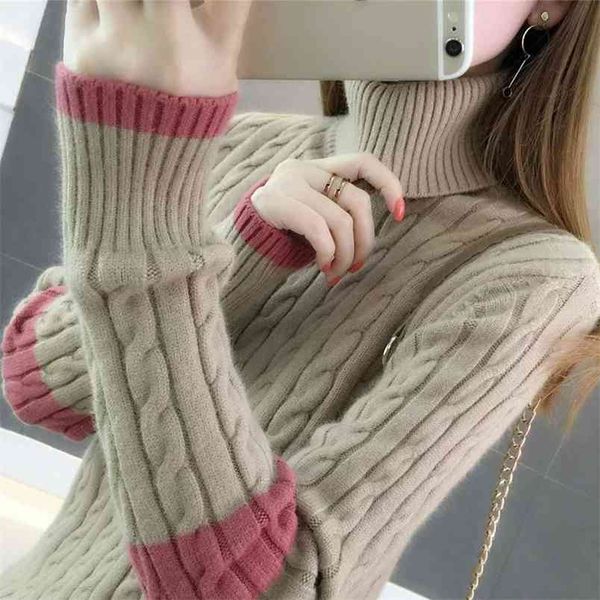 turtleneck sweater women's pullover autumn and winter loose base 210427, White;black
turtleneck sweater women's pullover autumn and winter loose base 210427, White;black