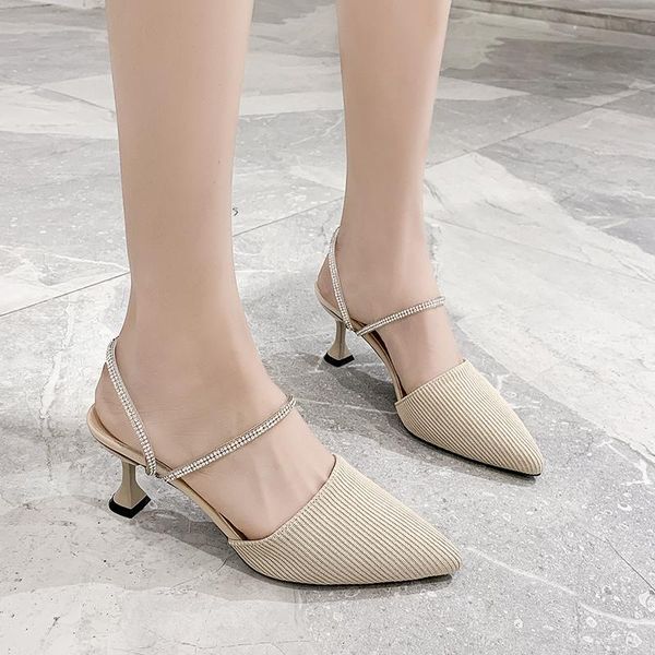 slippers knit high heel mules shoes women crystal belt pointed toe sandals summer fashion closed two wear, Black
slippers knit high heel mules shoes women crystal belt pointed toe sandals summer fashion closed two wear, Black
