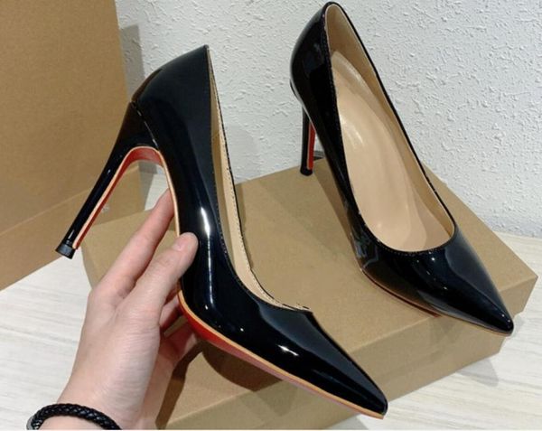 dress shoes 2021 women brand pumps so kate high heel red shiny bottom pointed toe shallow patent leather with box, Black
dress shoes 2021 women brand pumps so kate high heel red shiny bottom pointed toe shallow patent leather with box, Black
