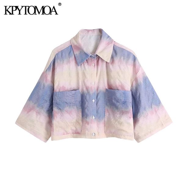 women fashion with pockets tie-dye cropped blouses vintage lapel collar short sleeve female shirts chic 210420, White
women fashion with pockets tie-dye cropped blouses vintage lapel collar short sleeve female shirts chic 210420, White