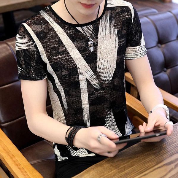 men's t-shirts ice silk t-shirt lace short-sleeved youth self-cultivation printing color round neck hollow trend breathable mesh, White;black
men's t-shirts ice silk t-shirt lace short-sleeved youth self-cultivation printing color round neck hollow trend breathable mesh, White;black