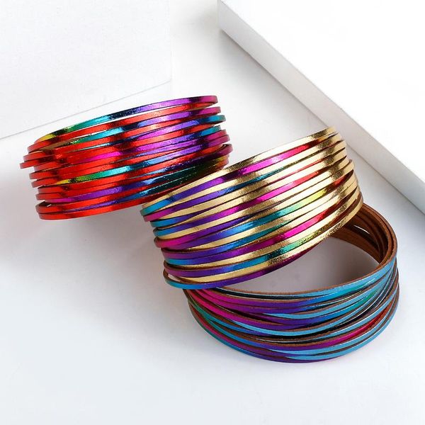 tennis amorcome boho chic womens wide colorful leather bracelet multi-strand shiny thin metallic magnetic clasp bangle, Golden;silver
tennis amorcome boho chic womens wide colorful leather bracelet multi-strand shiny thin metallic magnetic clasp bangle, Golden;silver