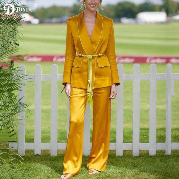 women's two piece pants joydu runway design set women tracksuit 2021 elegant satin silk blazer suit lace up belt outfit fashion twinset, White
women's two piece pants joydu runway design set women tracksuit 2021 elegant satin silk blazer suit lace up belt outfit fashion twinset, White