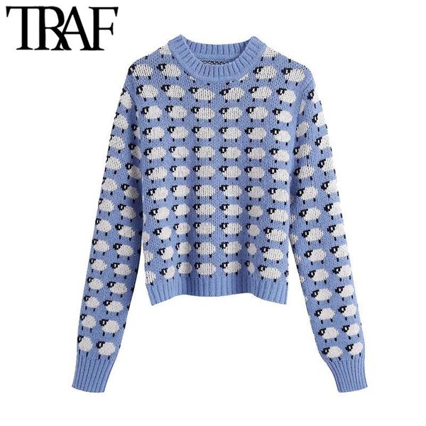 women's sweaters traf women fashion with ribbed trims jacquard knitted sweater vintage o neck long sleeve female pullovers chic, White;black
women's sweaters traf women fashion with ribbed trims jacquard knitted sweater vintage o neck long sleeve female pullovers chic, White;black