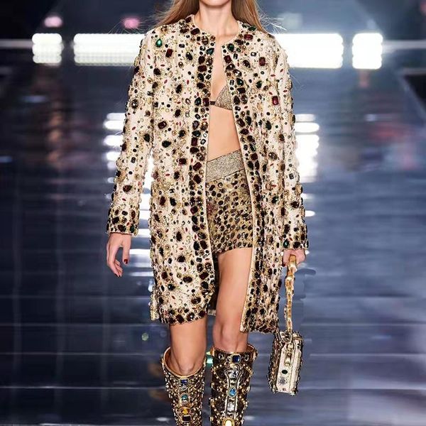 women's trench coats fashion designer autumn winter coat women runway luxury beading crystal white high street, Tan;black
women's trench coats fashion designer autumn winter coat women runway luxury beading crystal white high street, Tan;black