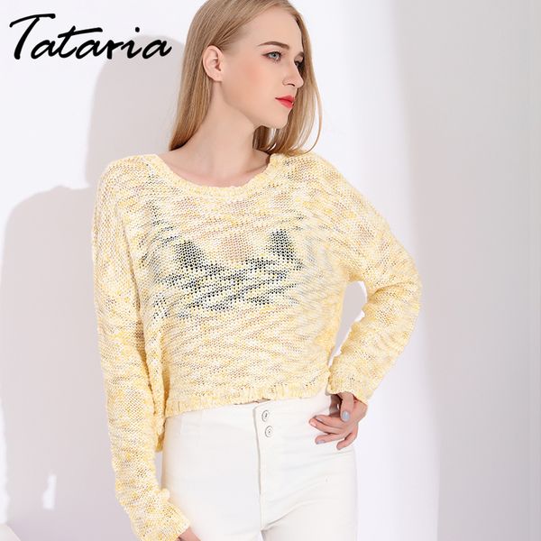 tataria women knit crop sweater female cropped sweaters for pullover loose hollow out knitted causal 210514, White;black
tataria women knit crop sweater female cropped sweaters for pullover loose hollow out knitted causal 210514, White;black