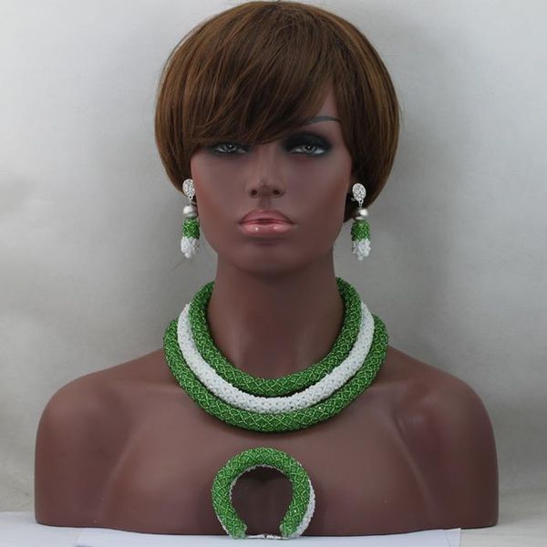 wedding jewelry sets 2021 green and white crystal necklaces bracelet earrings set african nigerian beads alj915, Slivery;golden
wedding jewelry sets 2021 green and white crystal necklaces bracelet earrings set african nigerian beads alj915, Slivery;golden